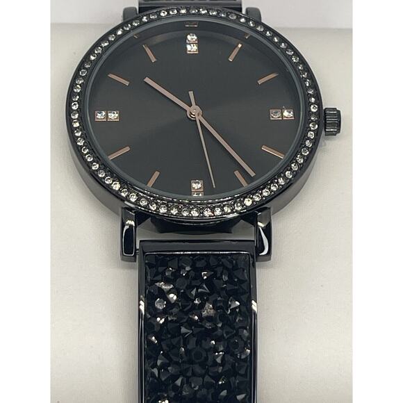 Black Tone Druzy Stone Women\'s Watch Trendy Fashion Stunning Crystal Bezel NWT main image 4